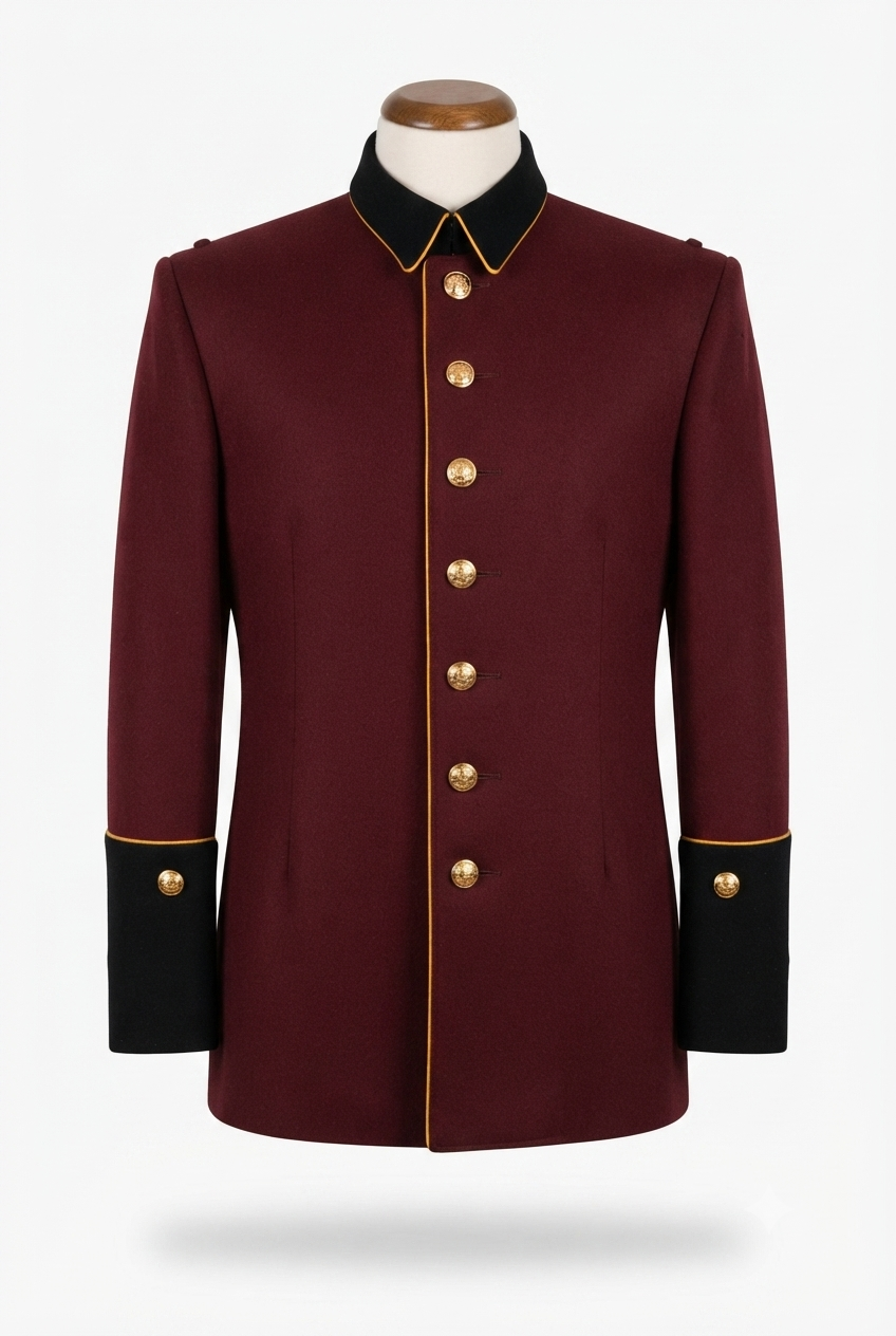 Blusa burdeo tenida de parada bomberos modelo Junta Nacional Benson's