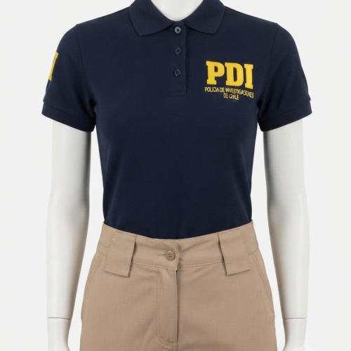 Polera Piqué Azul Marino Manga Corta Femenina – PDI