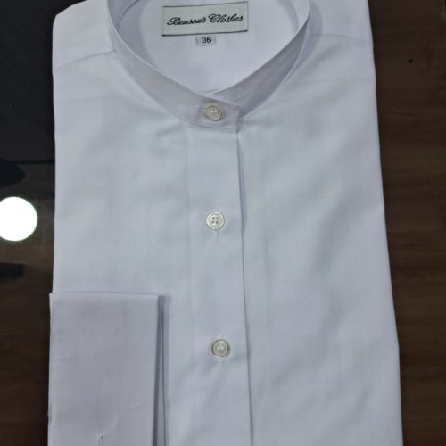 Camisa blanca femenina cuello mao - Ejército